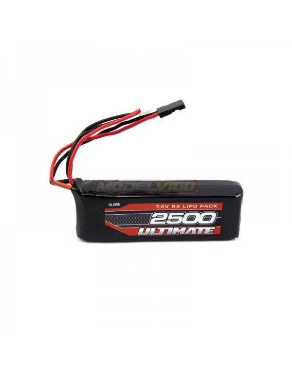 BATERÍA ULTIMATE LiPo RECEPTOR PLANA 7.4V. 2500mAh CONEXIÓN JR