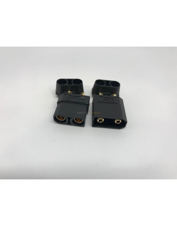 MDV CONECTOR XT90 NEGRO CON CASQUILLO (PAREJA)