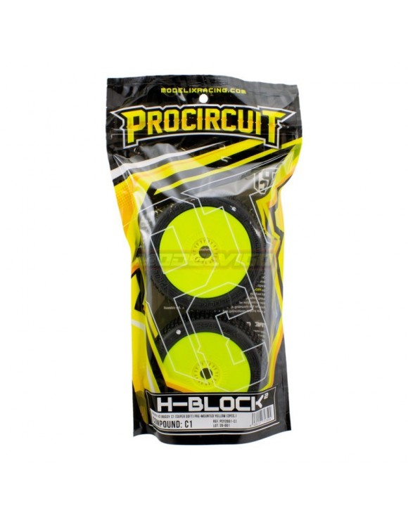 NEUMÁTICO PROCIRCUIT H-BLOCK V2 BUGGY C1 (SUPER SOFT) EN LLANTA AMARILLA (2PCS.)