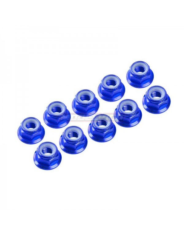 TUERCAS AUTOBLOCANTE ALU. M3 FLANGED AZUL (10U.)