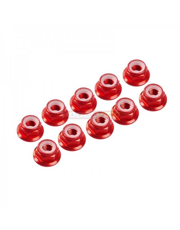 TUERCAS AUTOBLOCANTE ALU. M3 FLANGED ROJO (10U.)