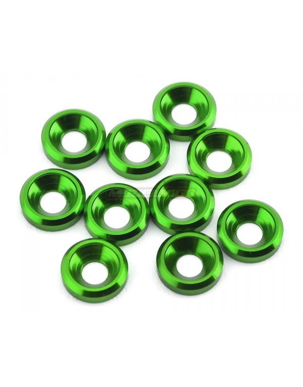 MDV ARANDELAS ALUMINIO CÓNICA M3 VERDE (10pcs)